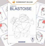 Papercraft de Blastoise Pokémon em origami 3D