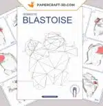 Papercraft Blastoise Pokémon origami papier 3D, weergave 3