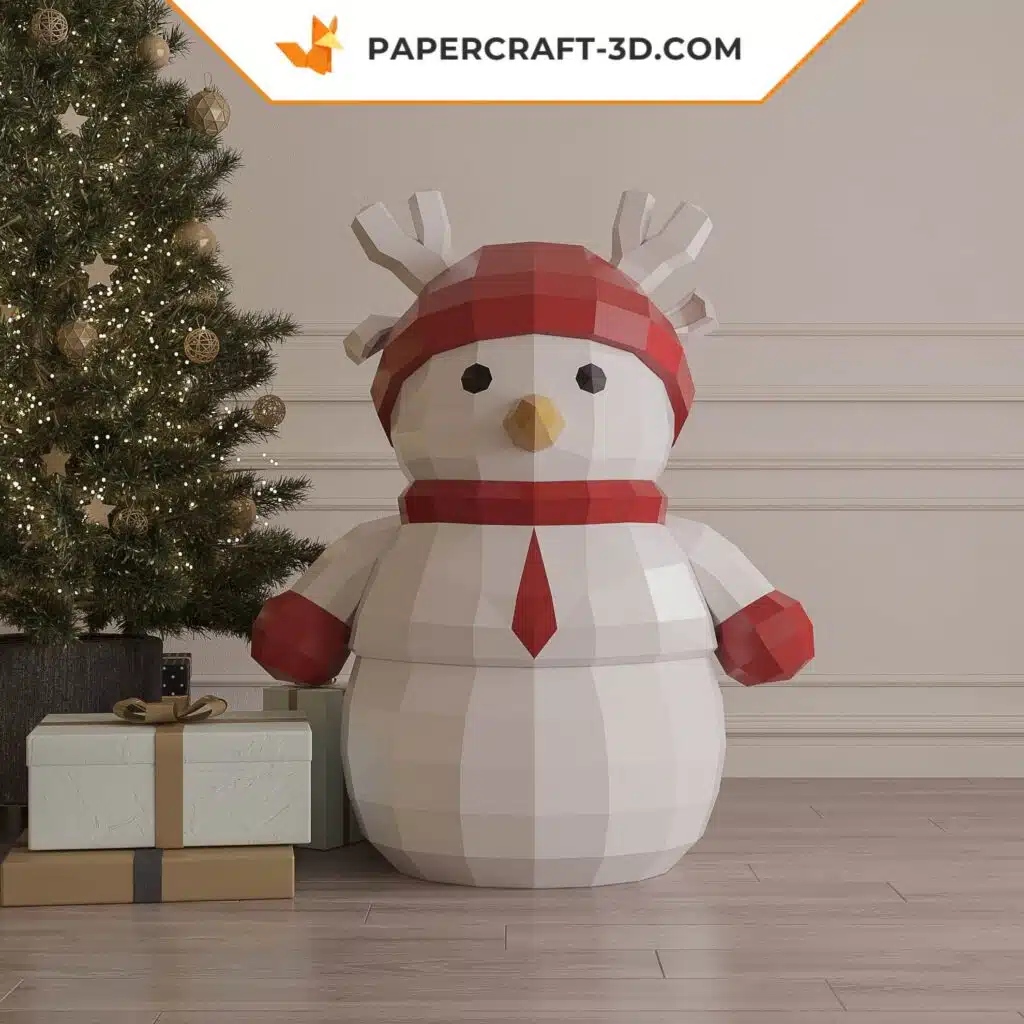 Papercraft Schneemann und Lebkuchenfrau als 3D-Origami