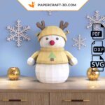 Papercraft pupazzo di neve e donna di pan di zenzero in origami 3D