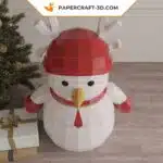 Papercraft Bonhomme de neige de Noël en origami papier 3D, vue 3