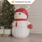 Papercraft Bonhomme de neige de Noël en origami papier 3D, vue 5