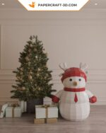 Papercraft pupazzo di neve e donna di pan di zenzero in origami 3D