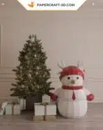 Papercraft Bonhomme de neige de Noël en origami papier 3D, vue 6