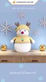 Papercraft Bonhomme de neige de Noël en origami papier 3D, vue 7