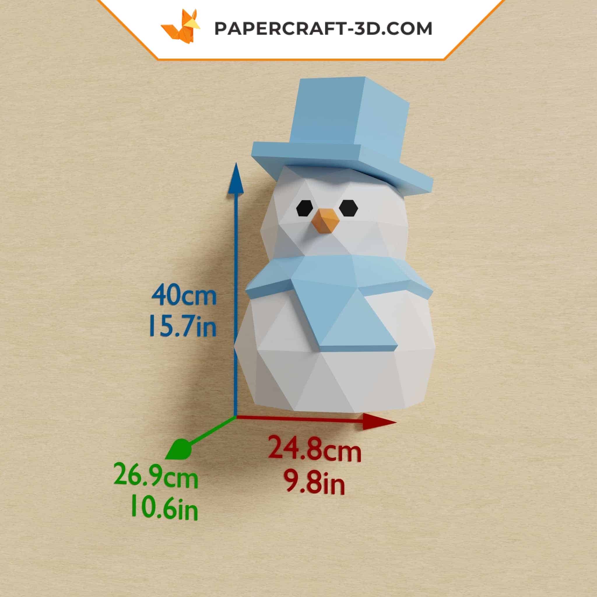 Papercraft snowman in 3D origami