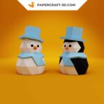 Papercraft pupazzo di neve in origami 3D