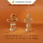 Papercraft Bonhomme et Femme en Pain d&rsquo;Épice origami papier 3D pour décoration de Noël, vue 3