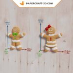 Papercraft gingerbread man and woman in 3D origami