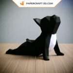 Papercraft Bulldog Francese che fa yoga in origami 3D