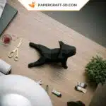 Papercraft Bouledogue Français de Yoga en origami papier 3D, weergave 3