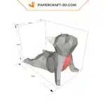 Papercraft Bouledogue Français de Yoga en origami papier 3D, weergave 7
