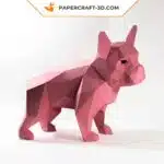 Papercraft Bouledogue français en origami papier 3D, weergave 2