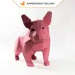 Papercraft Bouledogue français en origami papier 3D, weergave 3