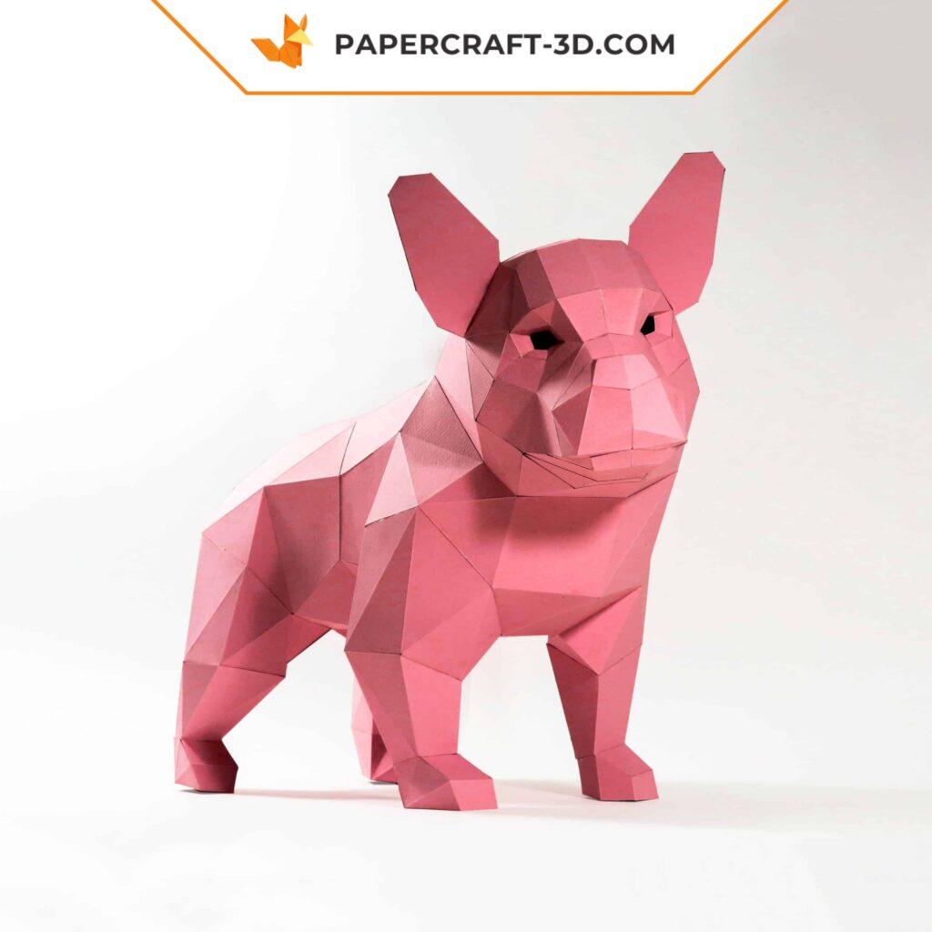 Papercraft buldogue francês em origami 3D