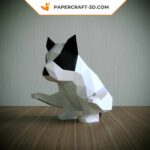 Papercraft bulldog gymnast in origami