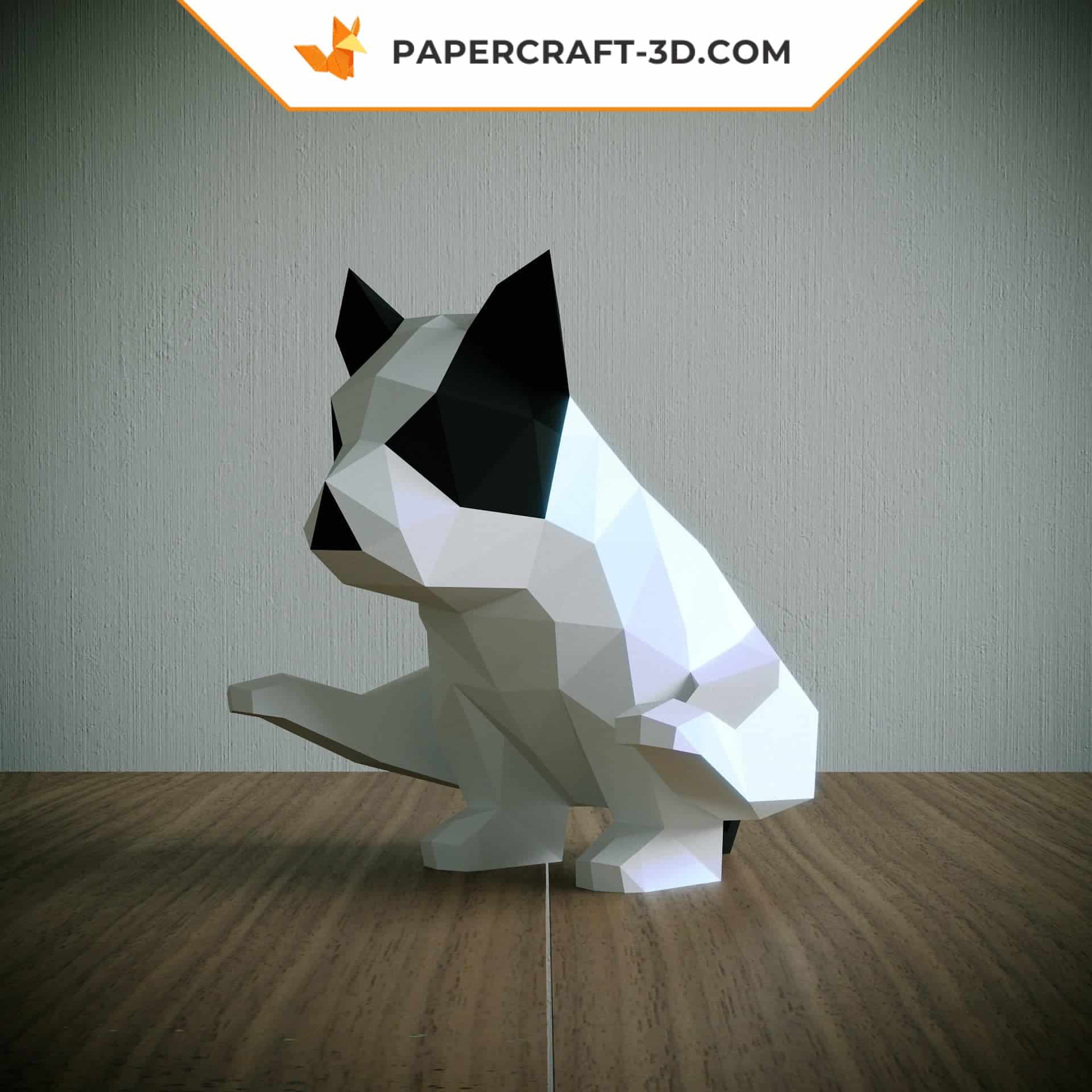 Papercraft buldogue ginasta em origami