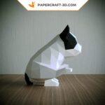 Papercraft bulldog gymnast in origami