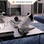 Papercraft bulldog gymnast in origami