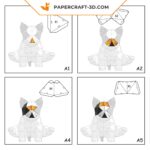 Papercraft bulldog gymnast in origami