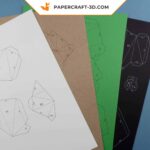 Papercraft bulldog gymnast in origami