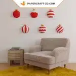 Papercraft Boules de Noël en origami papier 3D DIY pour décoration murale de fête, vue 2