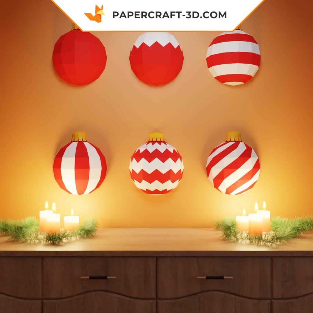 Papercraft bolas de Natal em origami