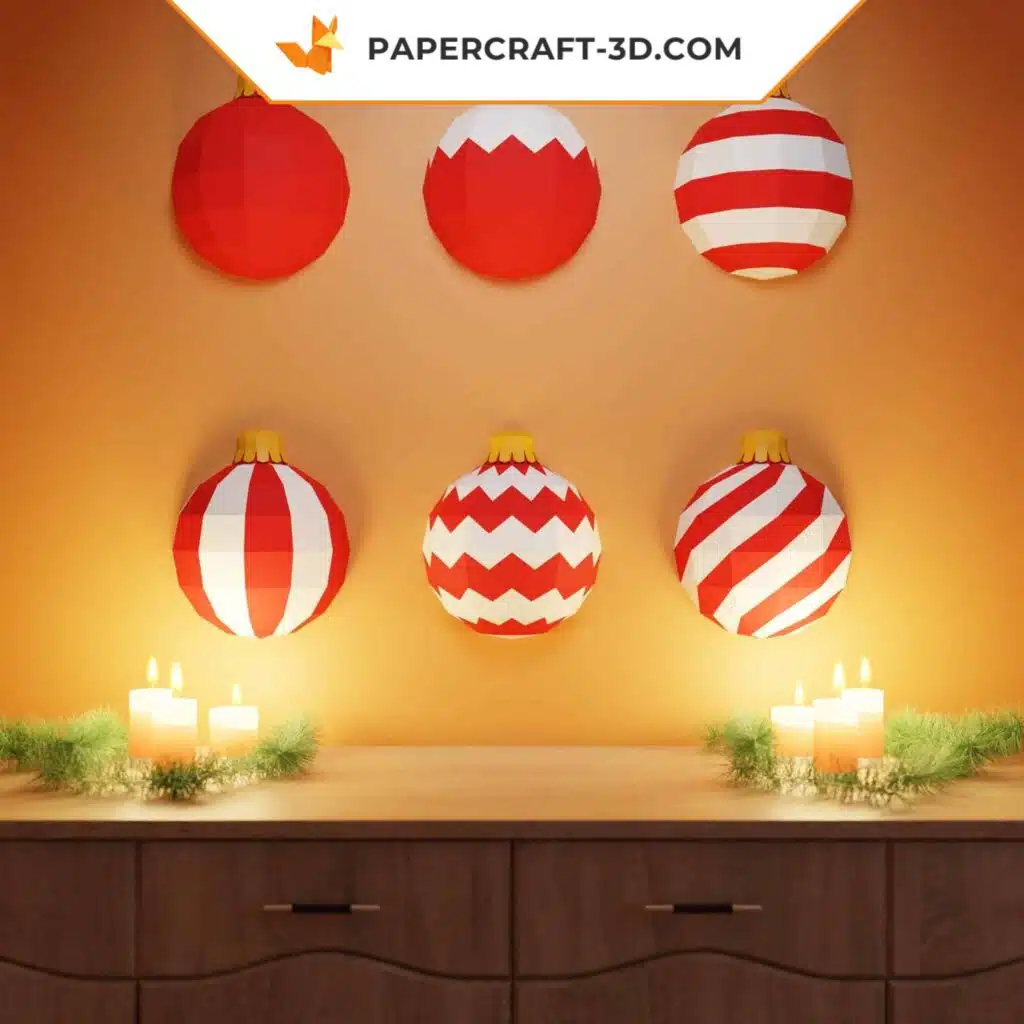 Papercraft bolas de Navidad en origami