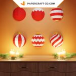 Papercraft de bolas de Natal em origami 3D