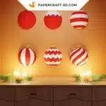 Papercraft Boules de Noël en origami papier 3D DIY pour décoration murale de fête