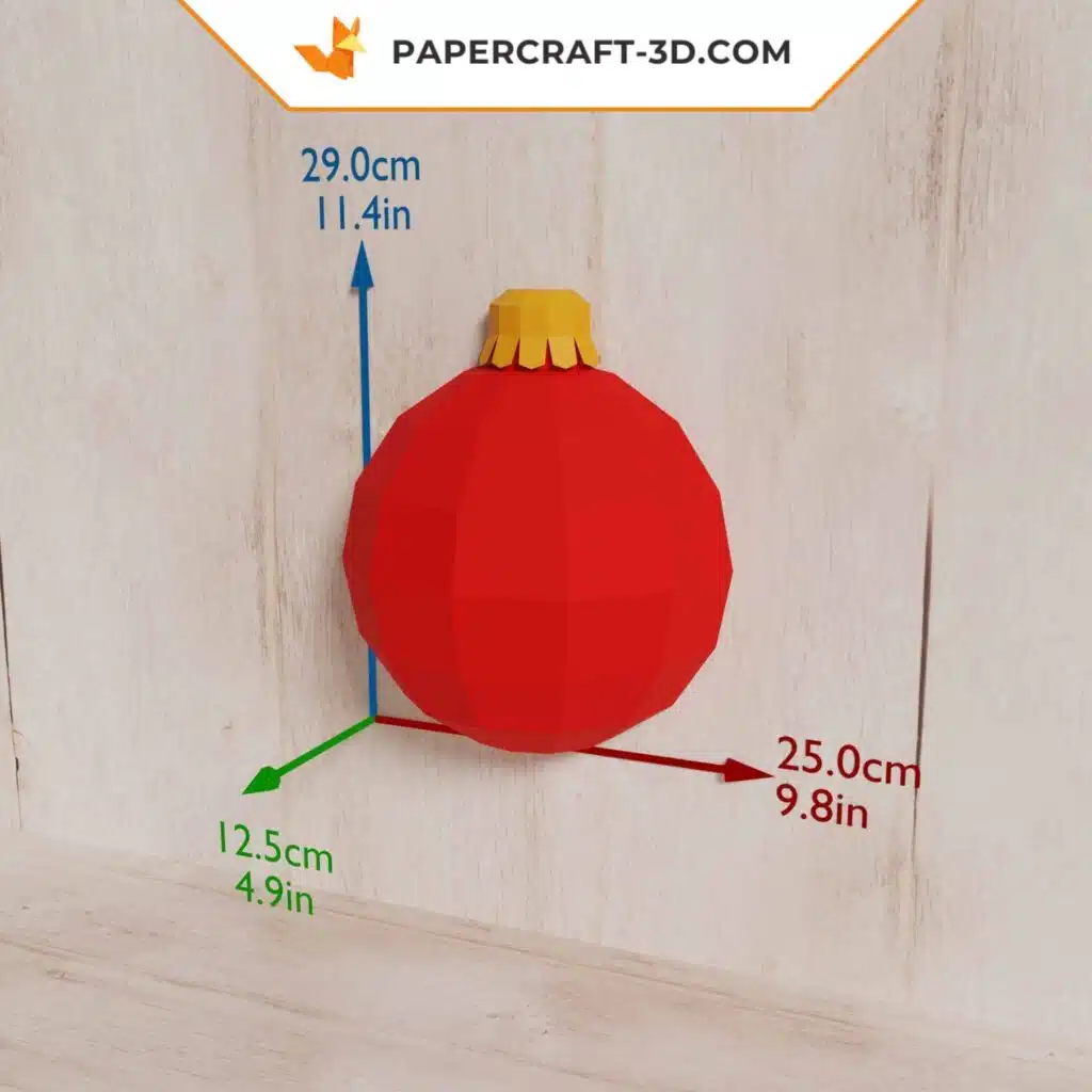 Papercraft Boules de Noël en origami papier 3D DIY pour décoration murale de fête, vue 3