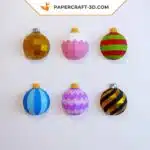 Papercraft Boules de Noël en origami papier 3D DIY pour décoration murale de fête, vue 4