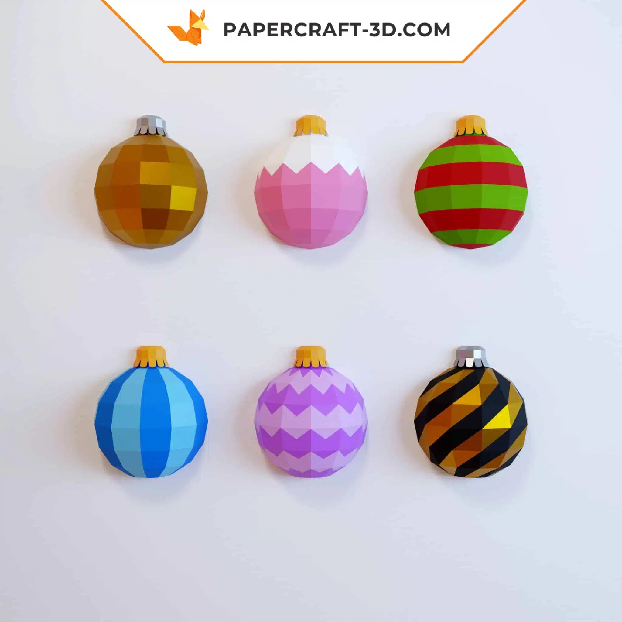 Papercraft Boules de Noël en origami papier 3D DIY pour décoration murale de fête, vue 4