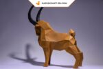 Papercraft ibex in 3D origami