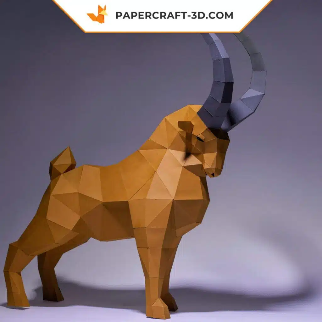 Papercraft Steinbock zum Aufstellen als 3D-Origami