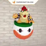Papercraft di Bowser nella sua nave in origami 3D, dettaglio