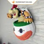 Papercraft di Bowser nella sua nave in origami 3D, modello 3D, vista 2