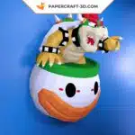 Papercraft di Bowser nella sua nave in origami 3D, montato