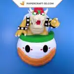 Papercraft di Bowser nella sua nave in origami 3D, dettaglio, vista 2