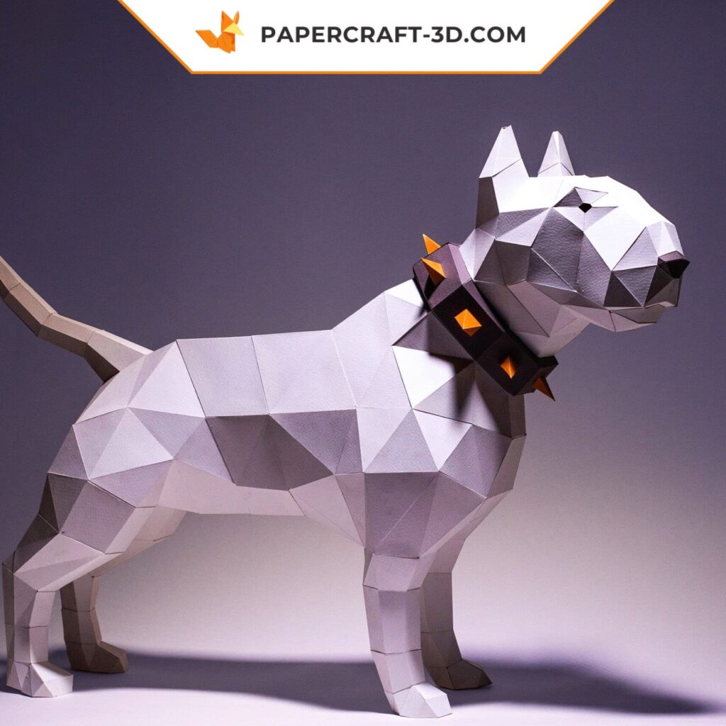 Papercraft Bull Terrier in origami