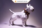 Papercraft Bull Terrier in origami