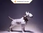 Papercraft bull terrier blanc à collier en origami 3D