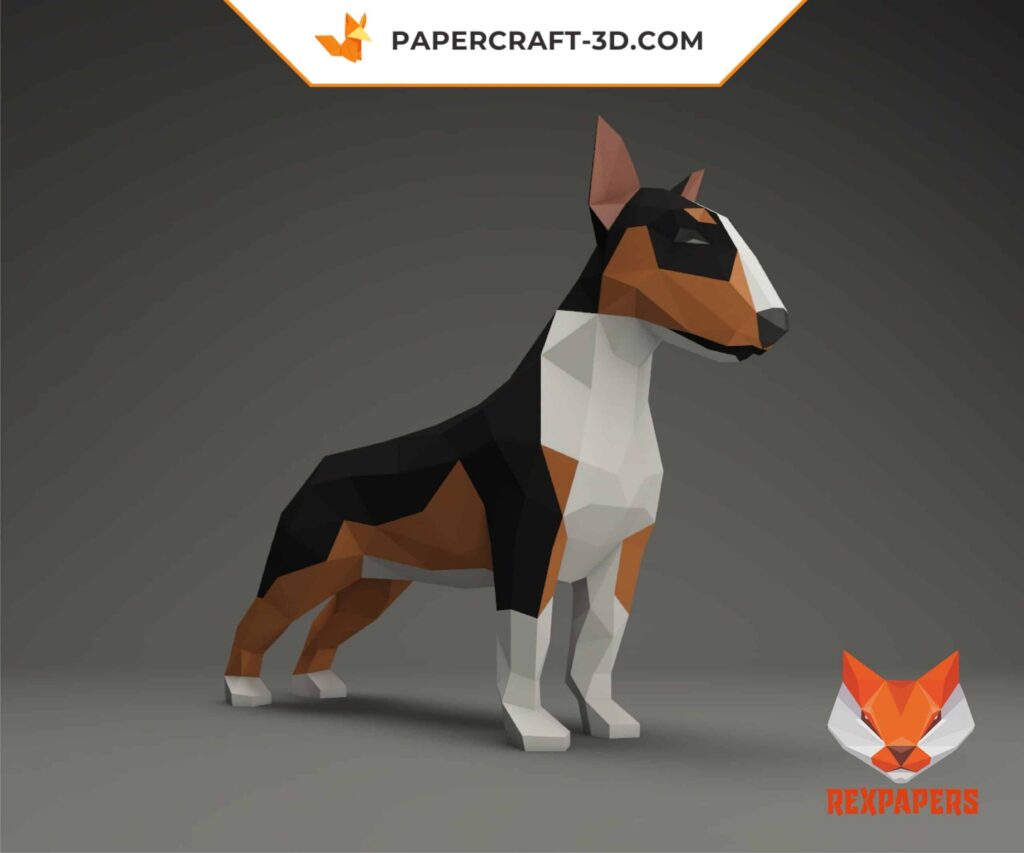 Papercraft Bull Terrier als 3D-Origami