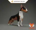 Papercraft Bull Terrier en origami papier 3D, weergave 2