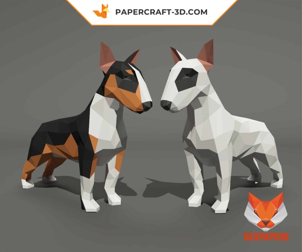 Papercraft Bull Terrier als 3D-Origami