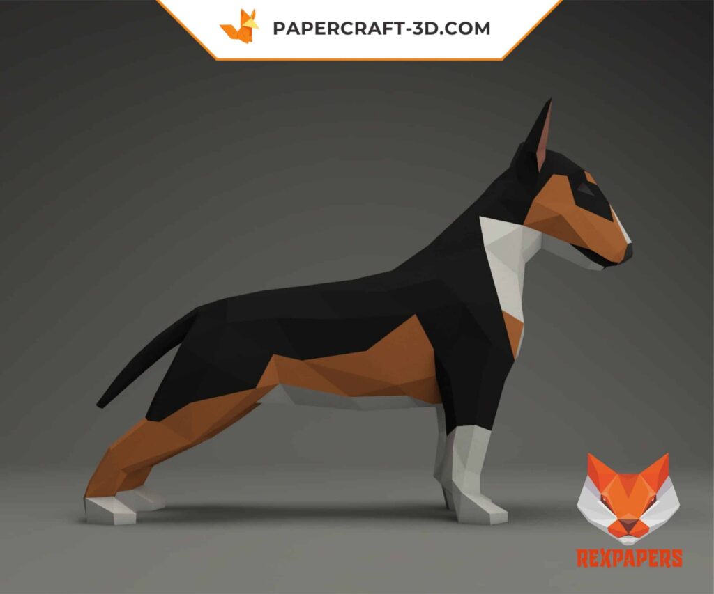 Papercraft Bull Terrier als 3D-Origami
