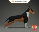 Papercraft Bull Terrier en origami papier 3D, weergave 3