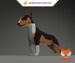 Papercraft Bull Terrier en origami papier 3D, weergave 4