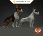 Papercraft Bull Terrier en origami papier 3D, weergave 5