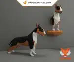 Papercraft Bull Terrier en origami papier 3D, weergave 6